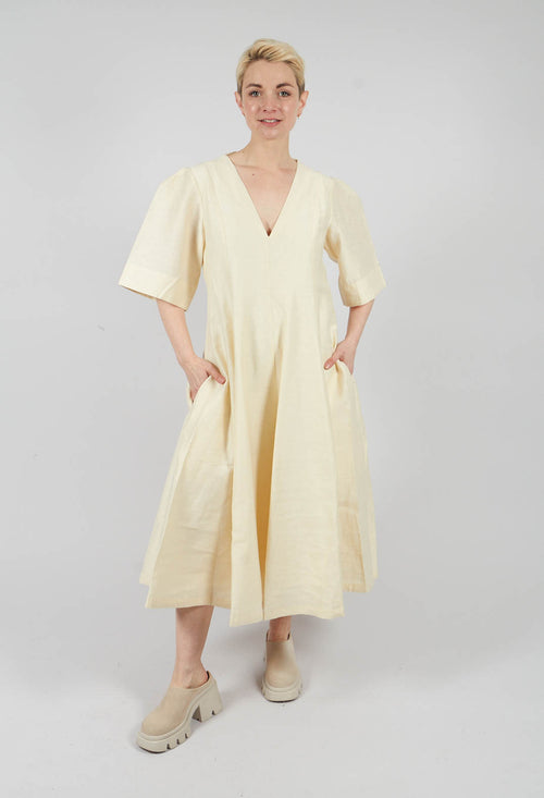 V Neck Dress in Ecru