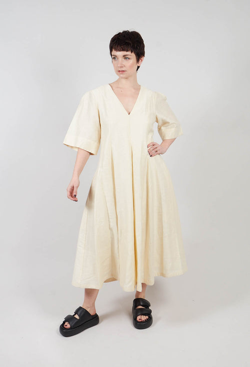 V Neck Dress in Ecru