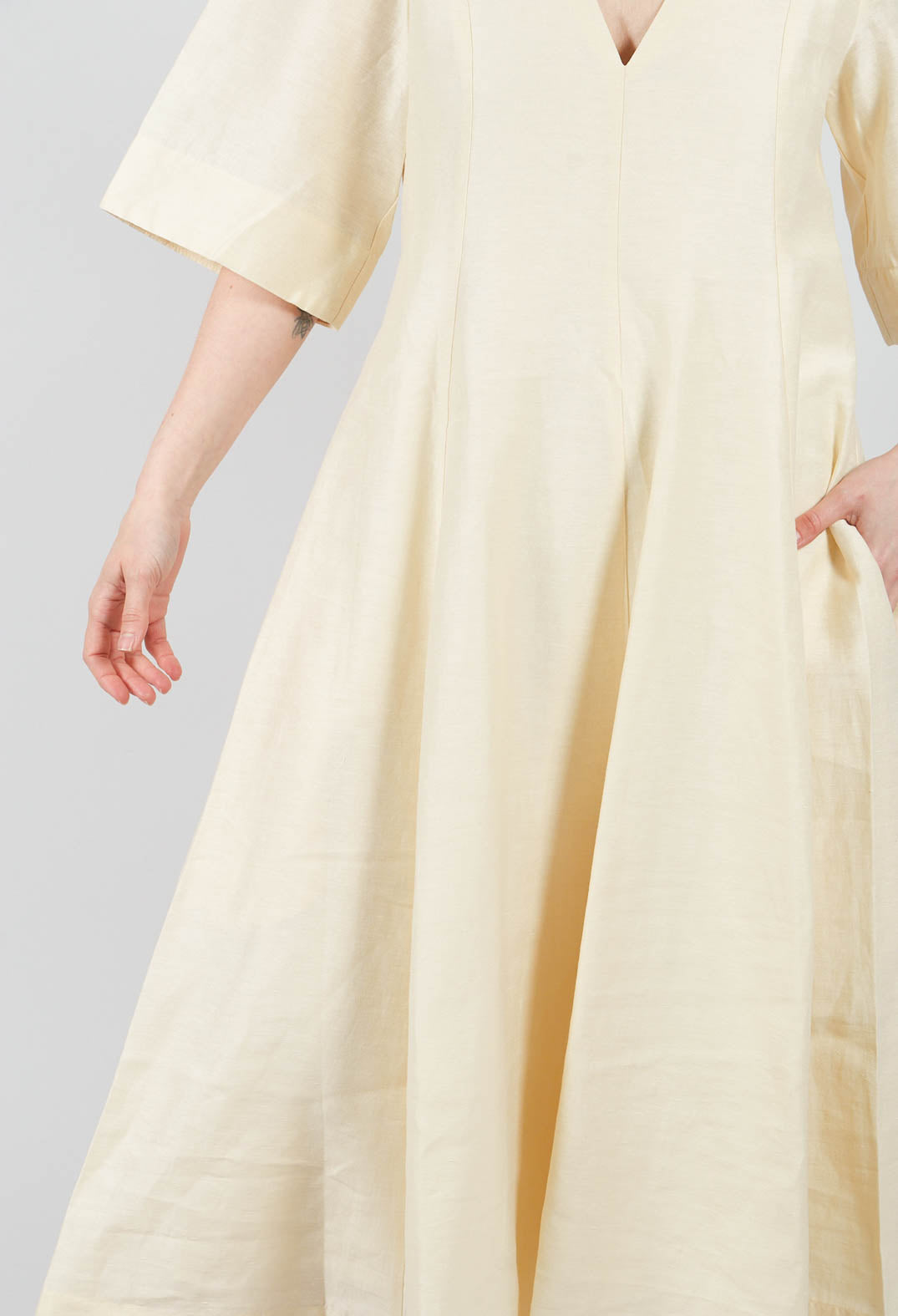 V Neck Dress in Ecru