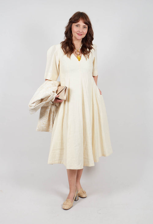 V Neck Dress in Ecru