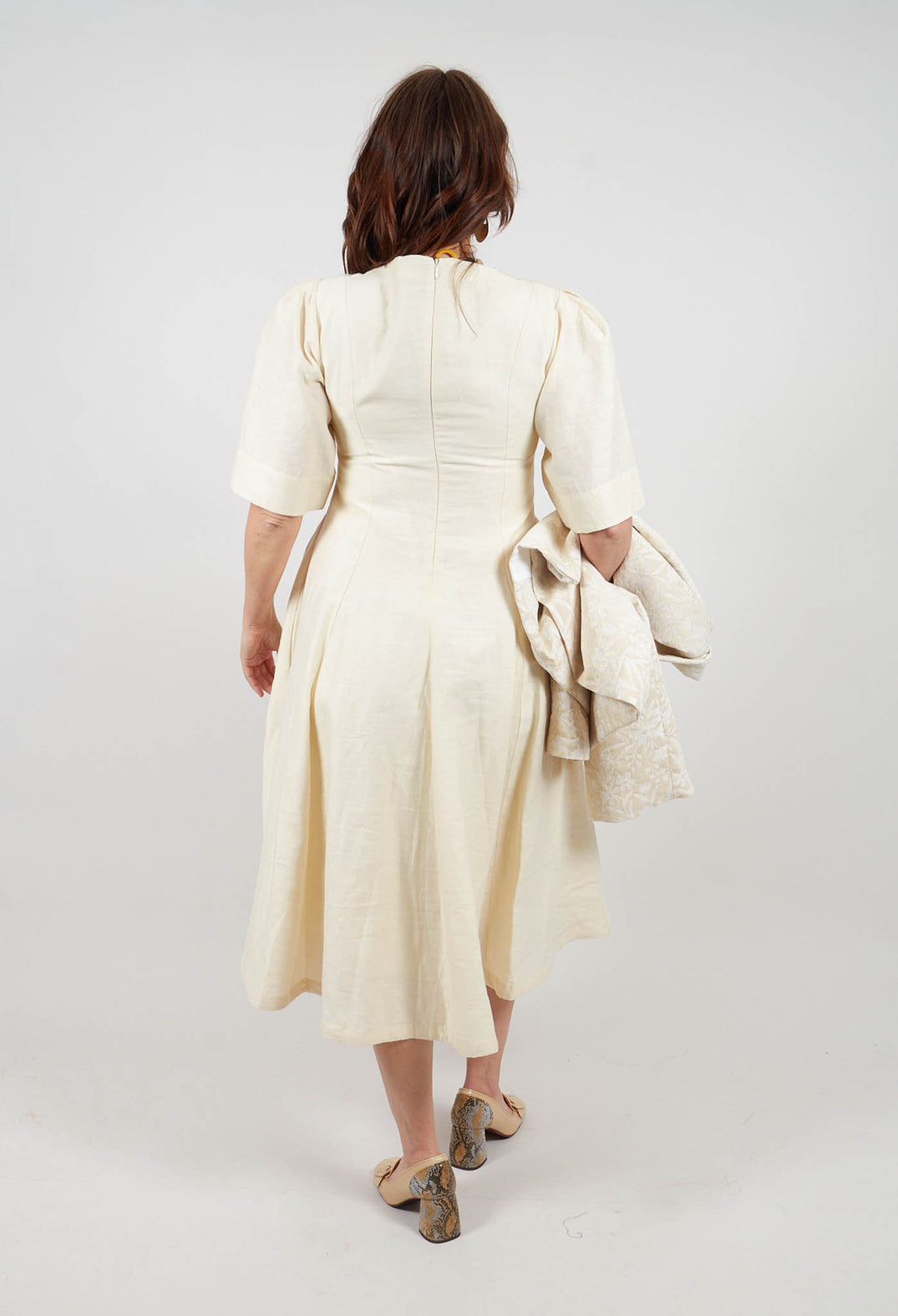 V Neck Dress in Ecru