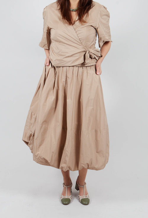 Midi  Bubble Skirt in Beige