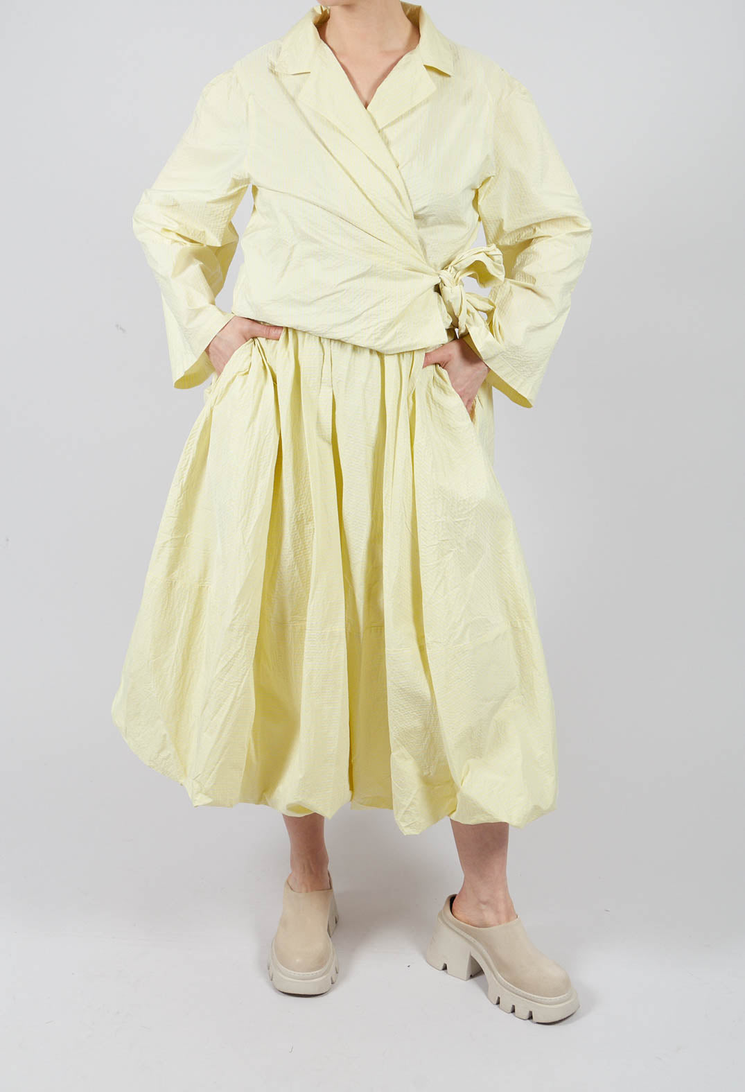Midi  Bubble Skirt in Lemon Stripes