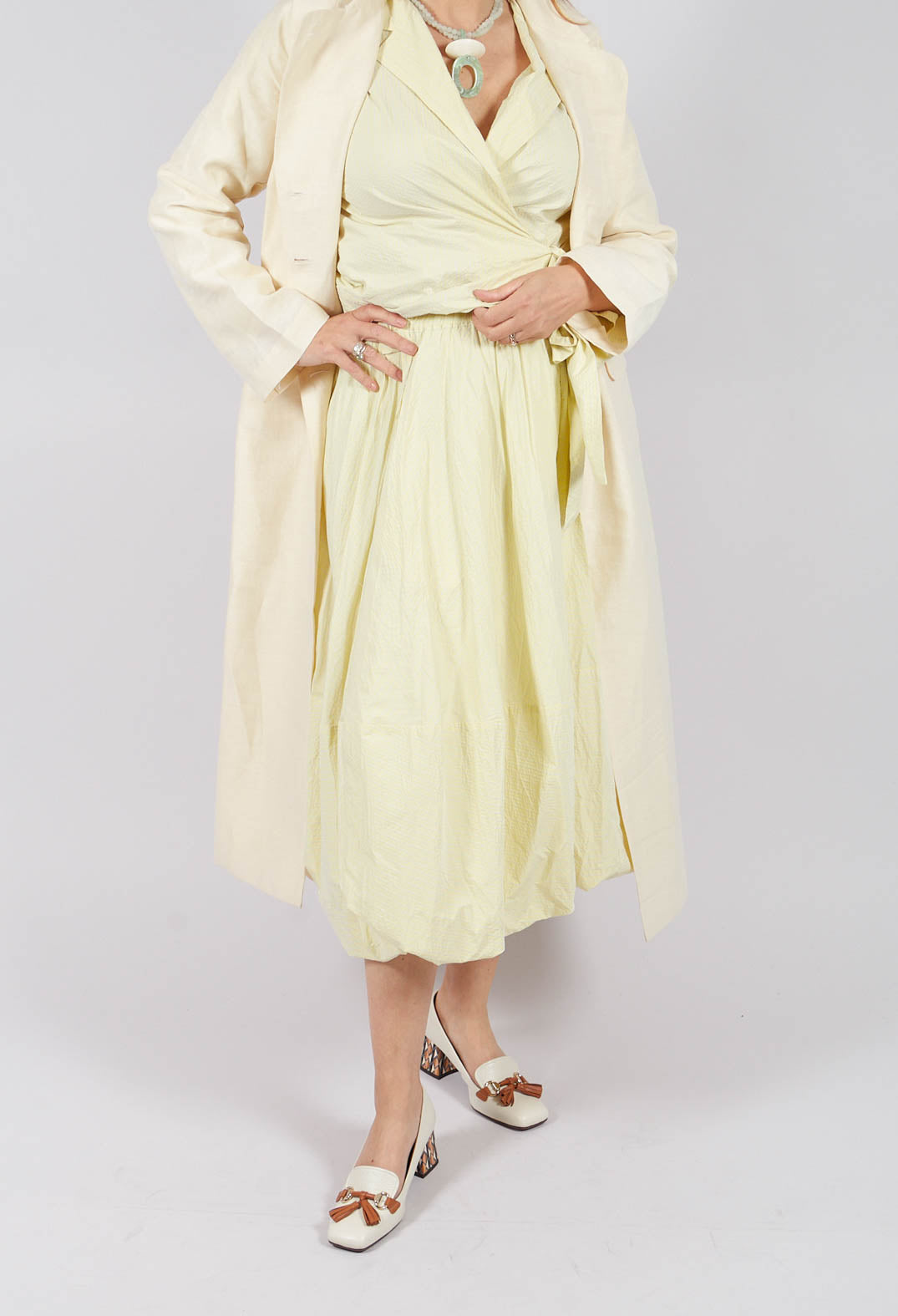 Midi  Bubble Skirt in Lemon Stripes