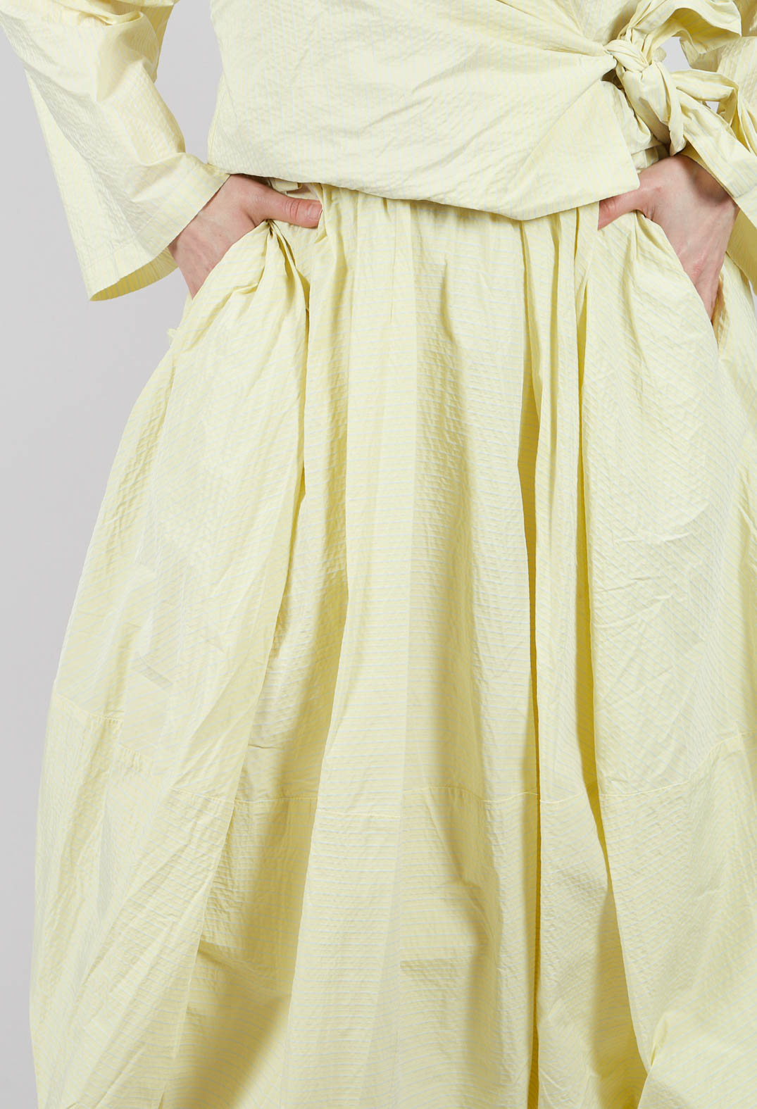 Midi  Bubble Skirt in Lemon Stripes