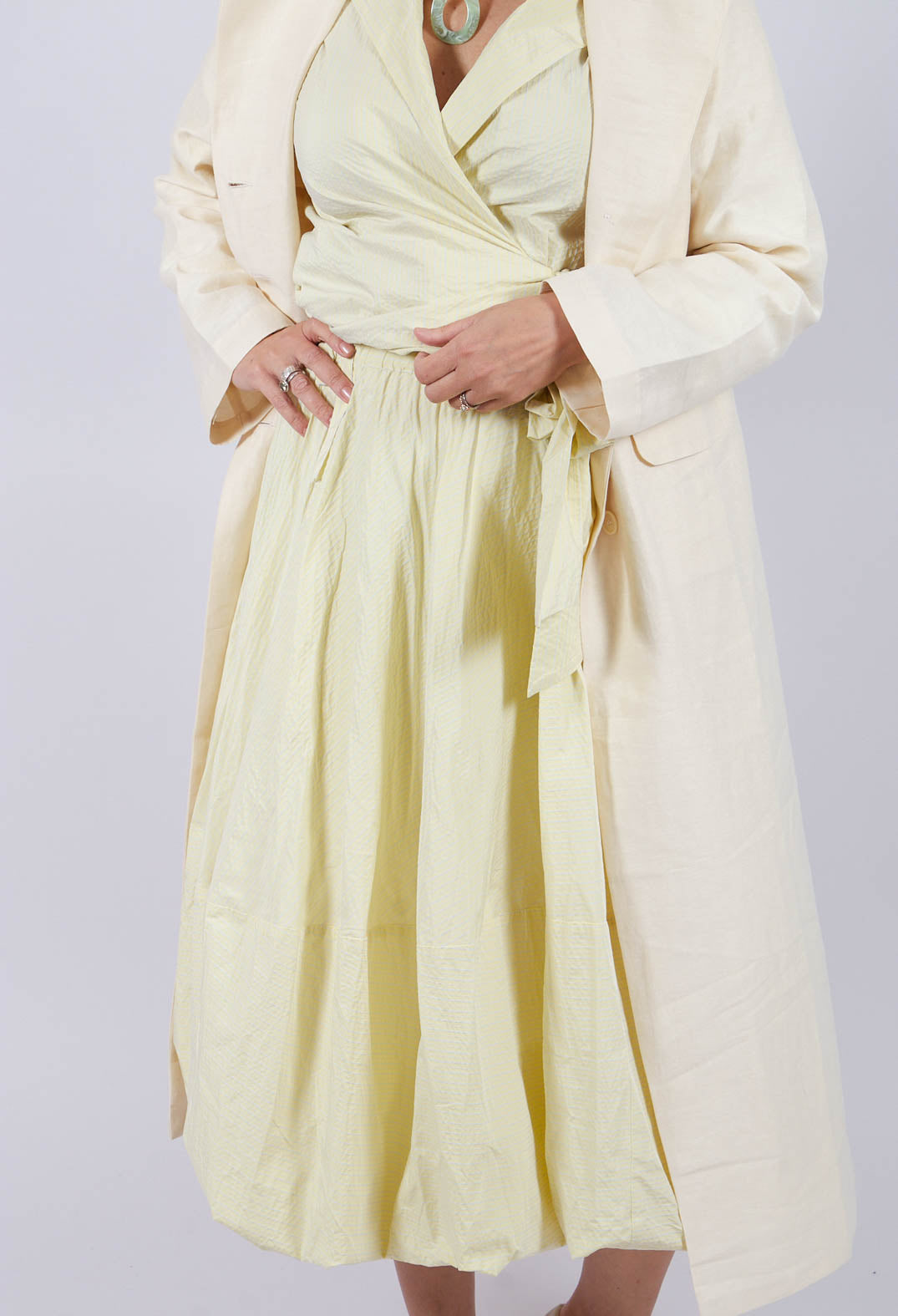Midi  Bubble Skirt in Lemon Stripes