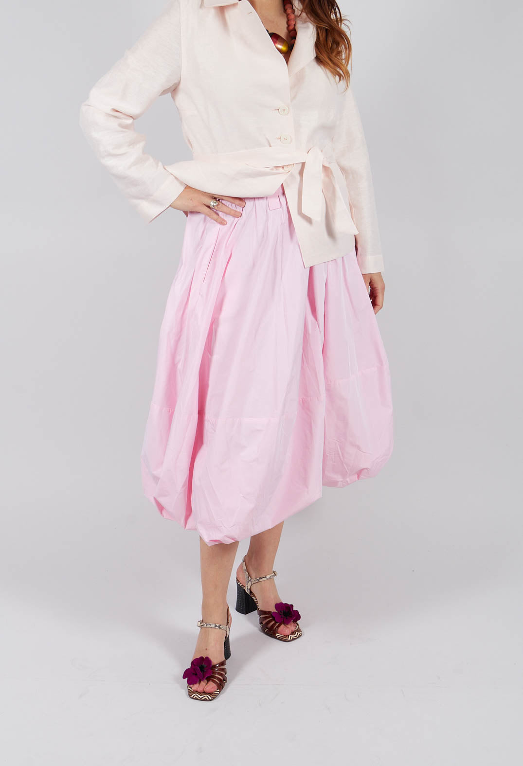 Midi  Bubble Skirt in Pink