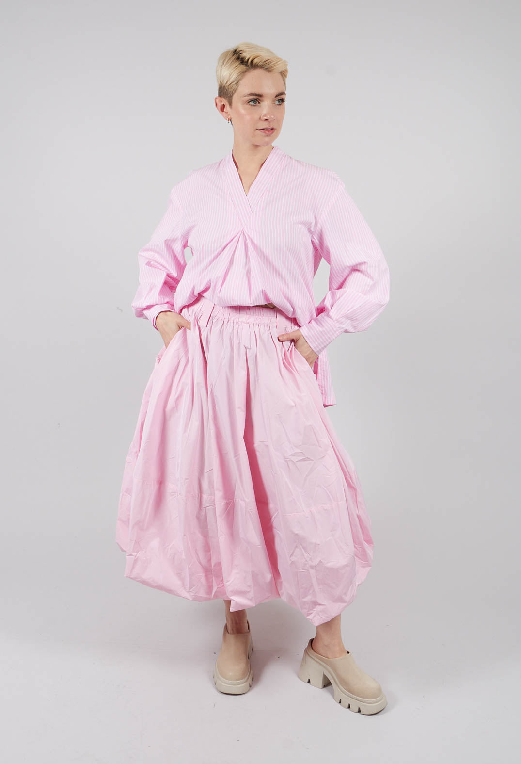 Midi  Bubble Skirt in Pink