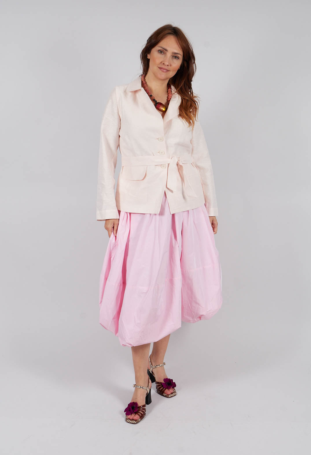 Midi  Bubble Skirt in Pink