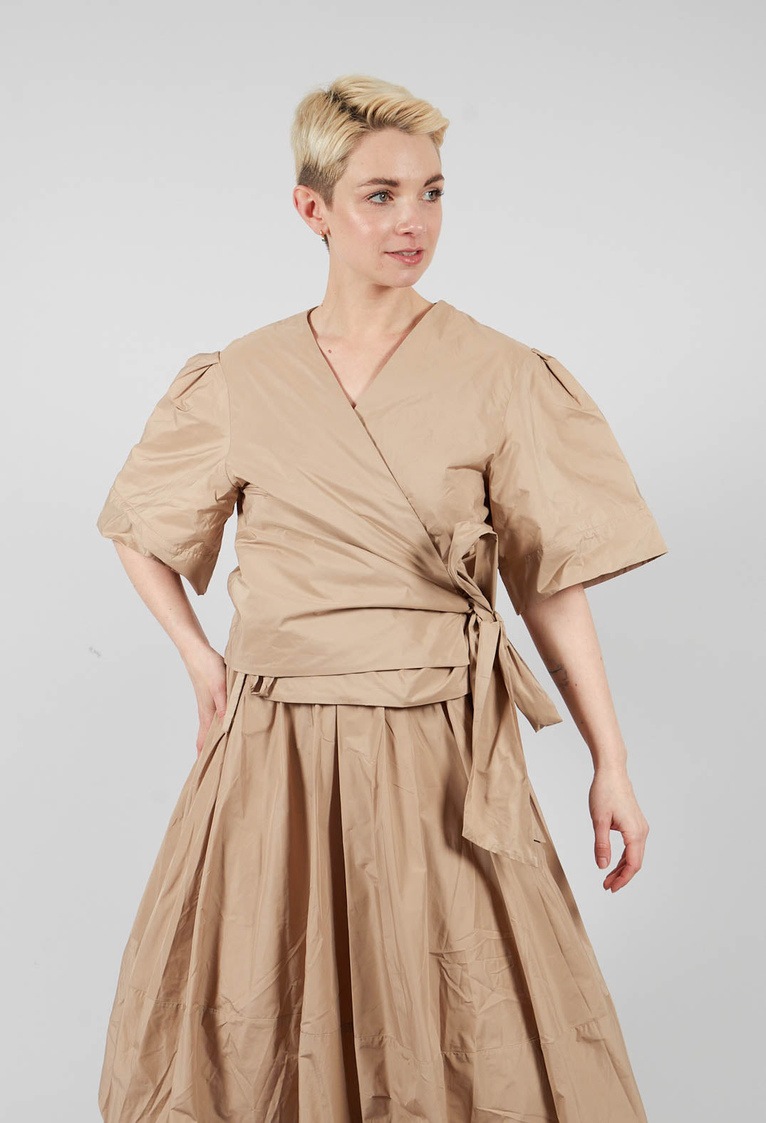 Wrapover Top in Beige