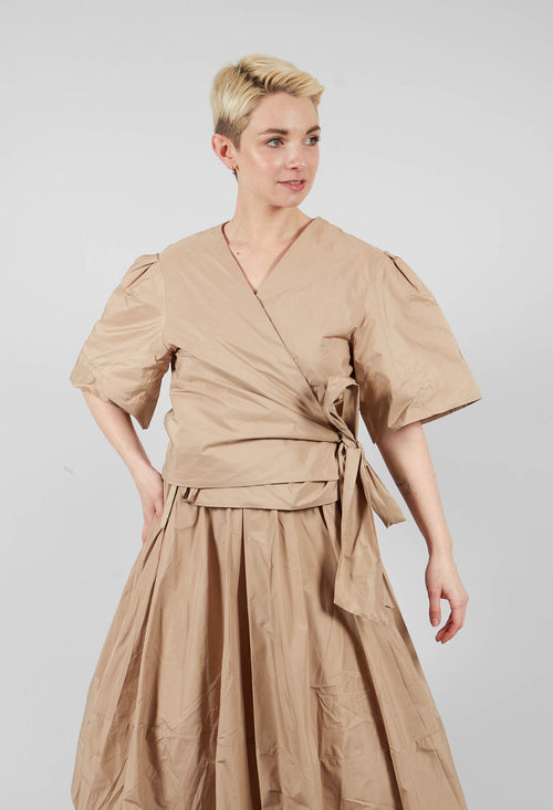 Wrapover Top in Beige