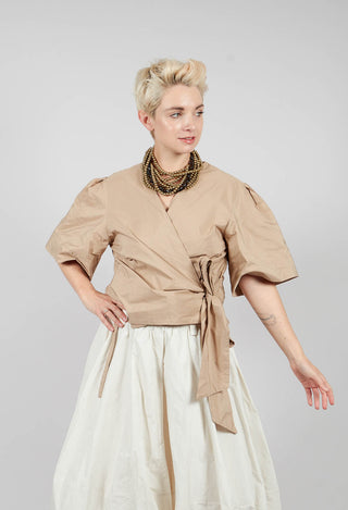 Wrapover Top in Beige