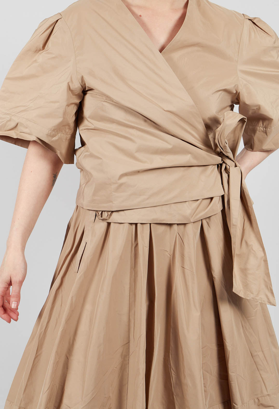 Wrapover Top in Beige
