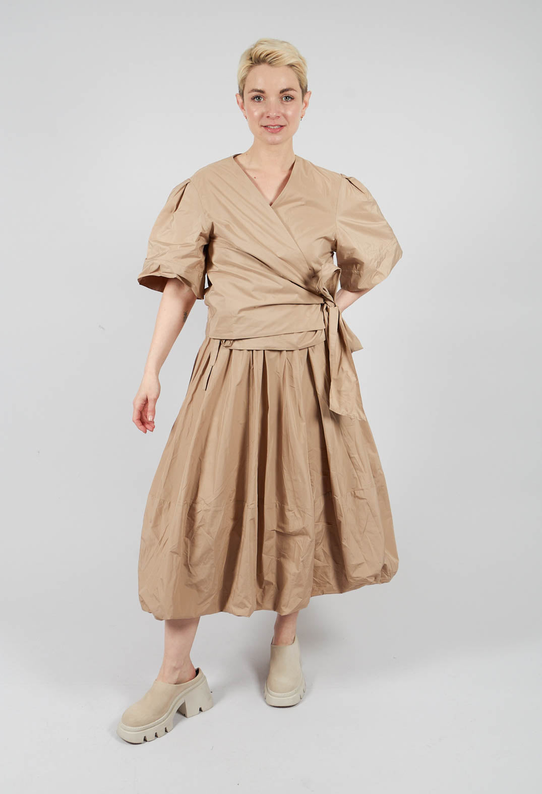 Wrapover Top in Beige