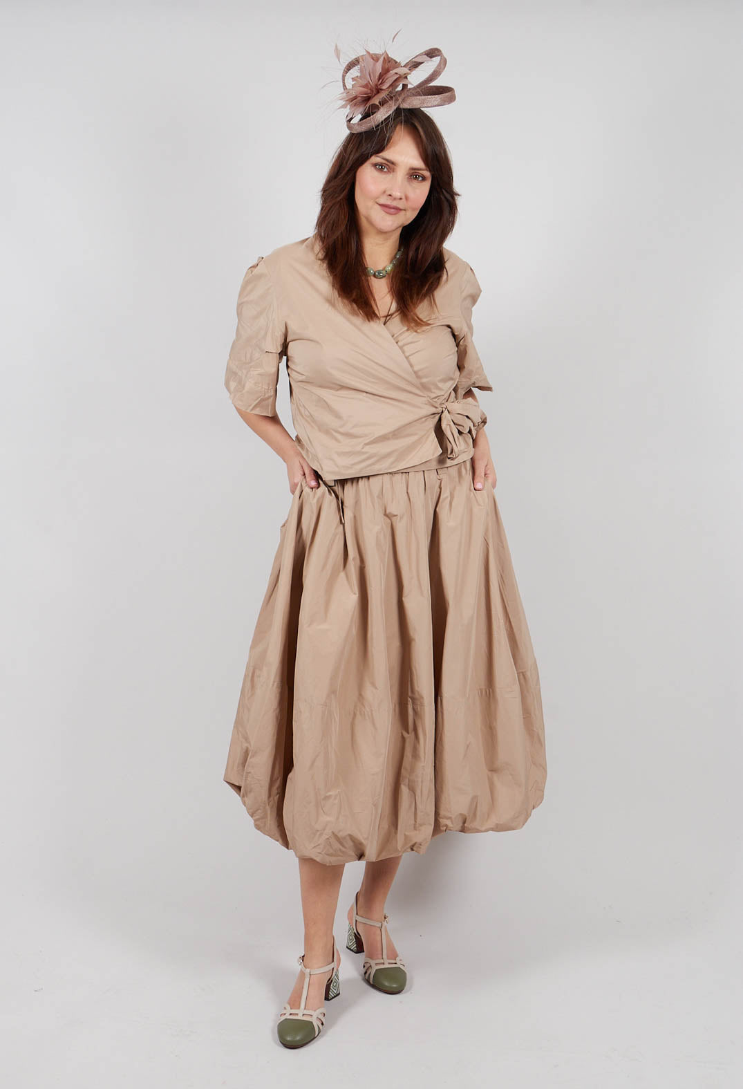 Wrapover Top in Beige