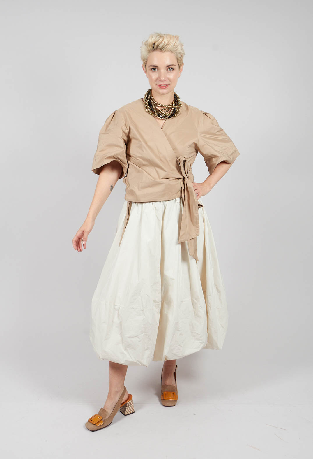 Wrapover Top in Beige