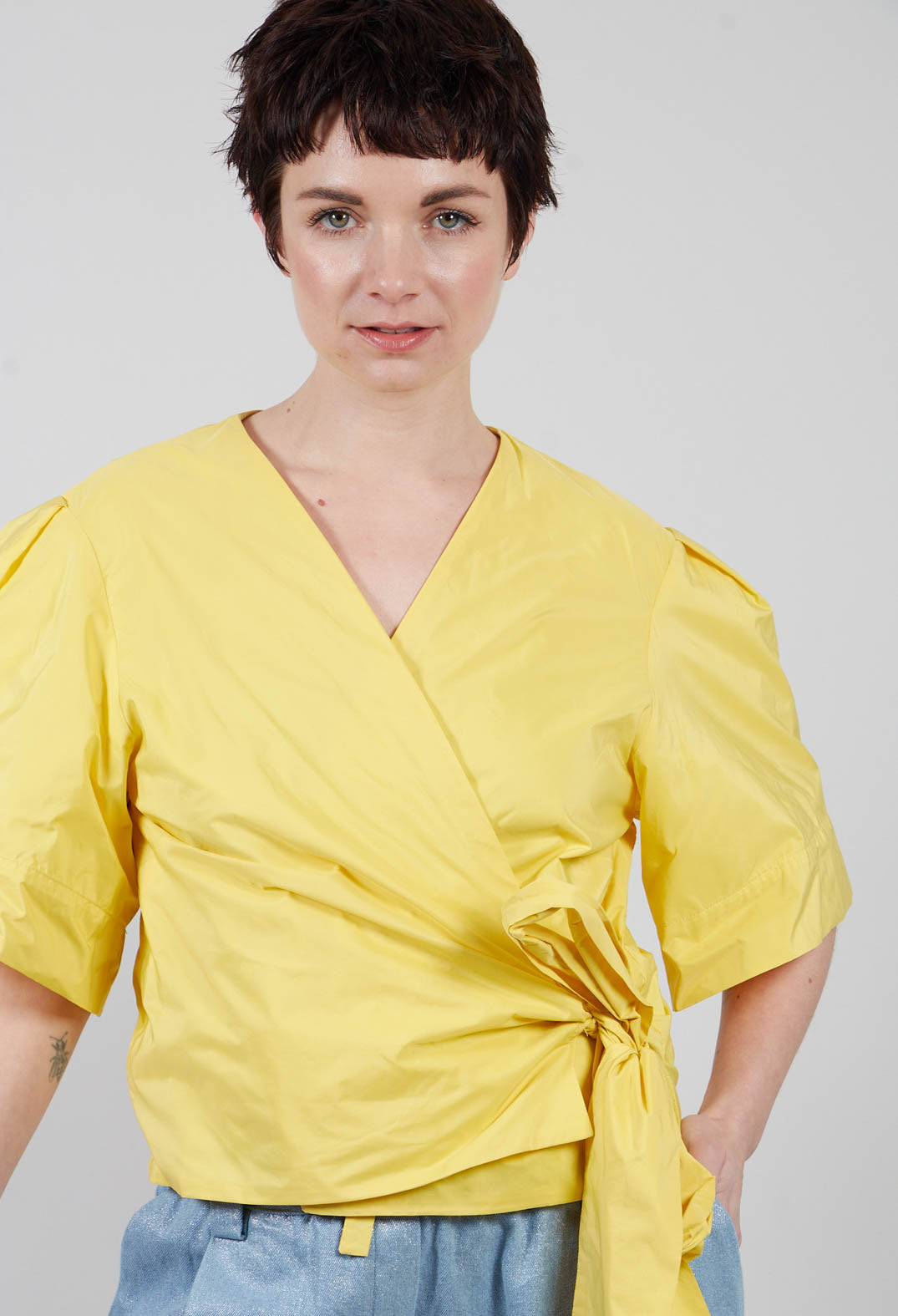 Wrapover Top in Yellow