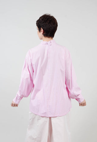 Pull On V Neck Top in Pink Stripes