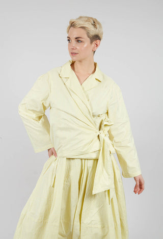 Long Sleeved Wrap Top in Yellow Stripes
