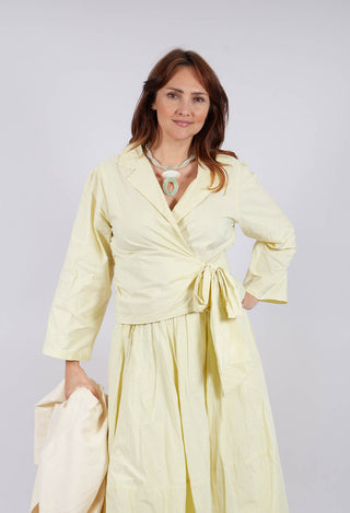Long Sleeved Wrap Top in Yellow Stripes