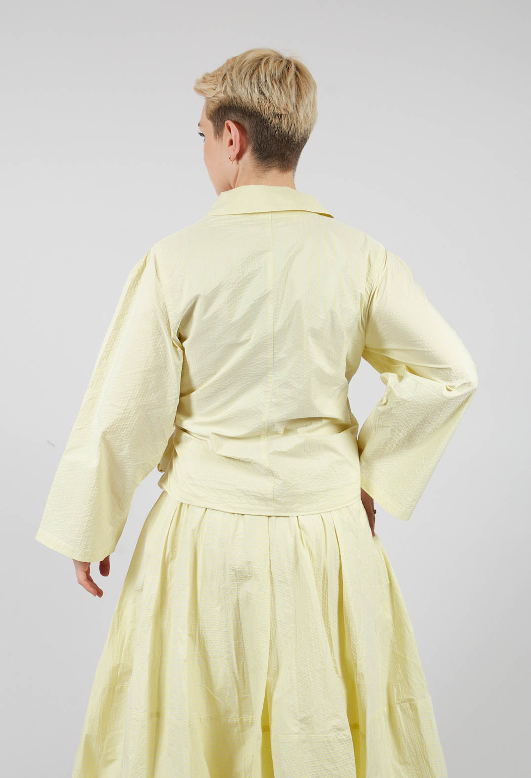 Long Sleeved Wrap Top in Yellow Stripes