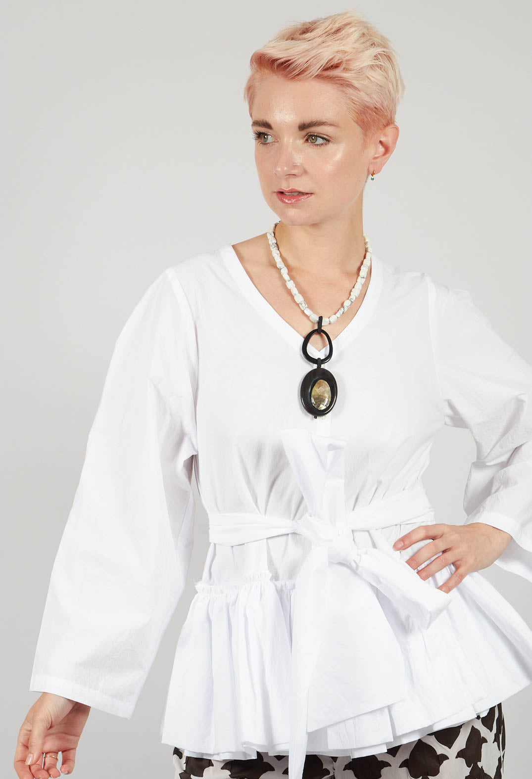 Peplum Top in White
