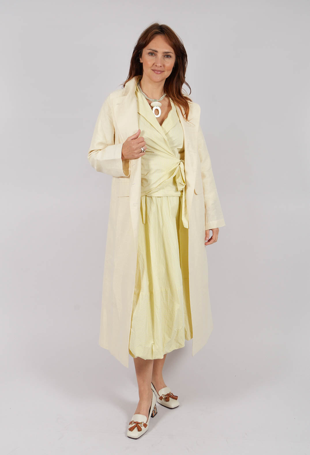 Long Sleeved Wrap Top in Yellow Stripes