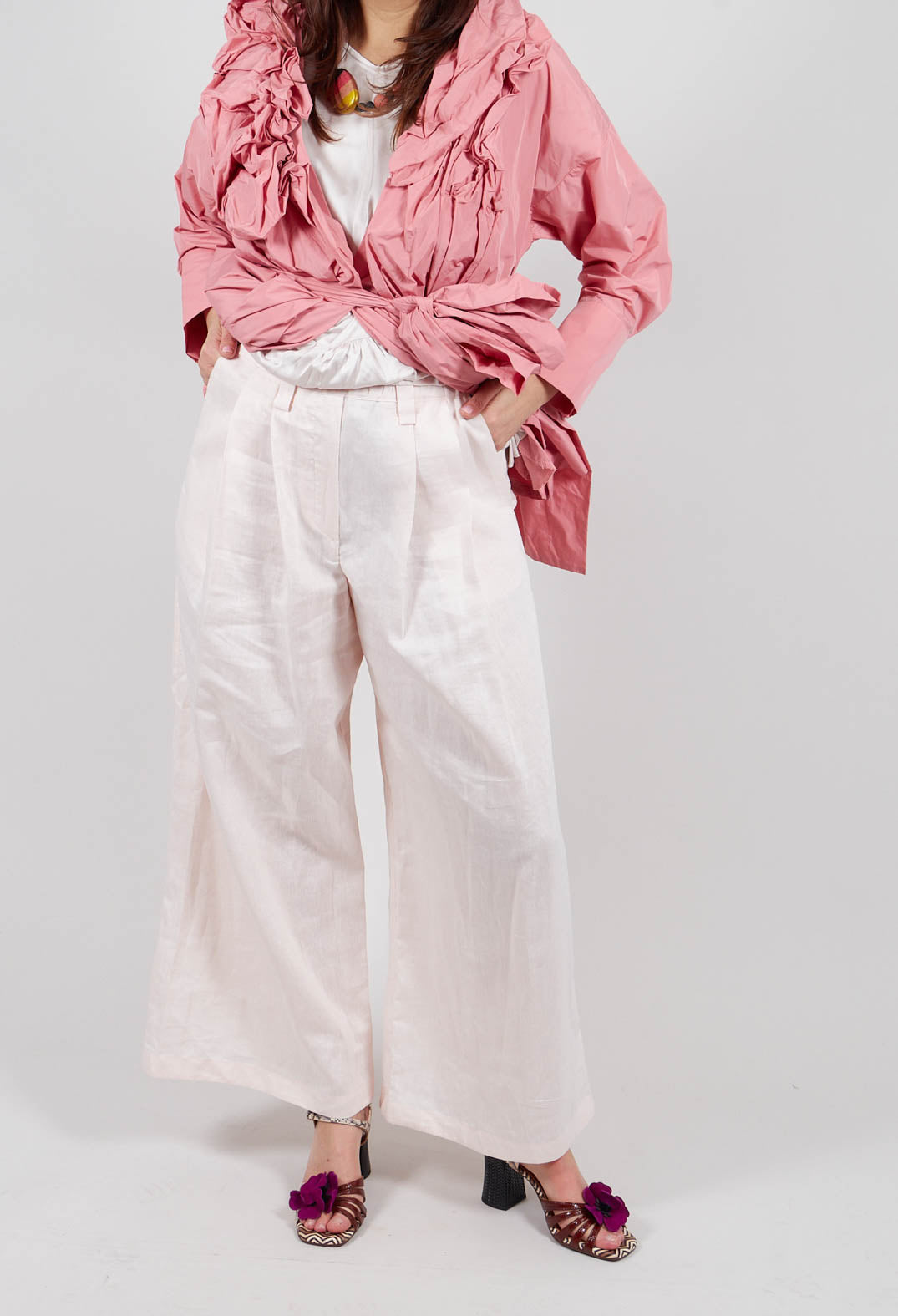 Wide Leg Trouser in Salmon