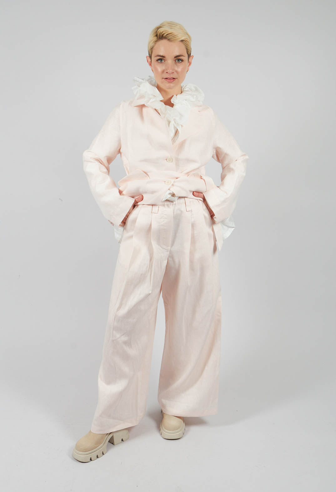 Wide Leg Trouser in Salmon