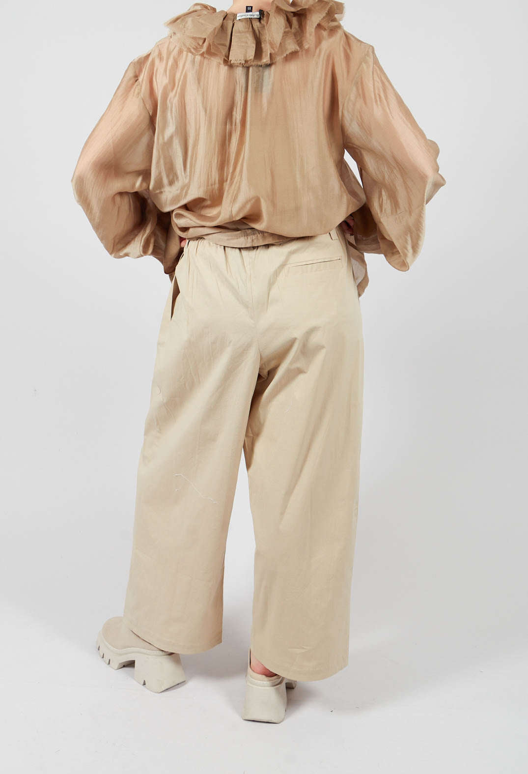 Wide Leg Trouser in Beige