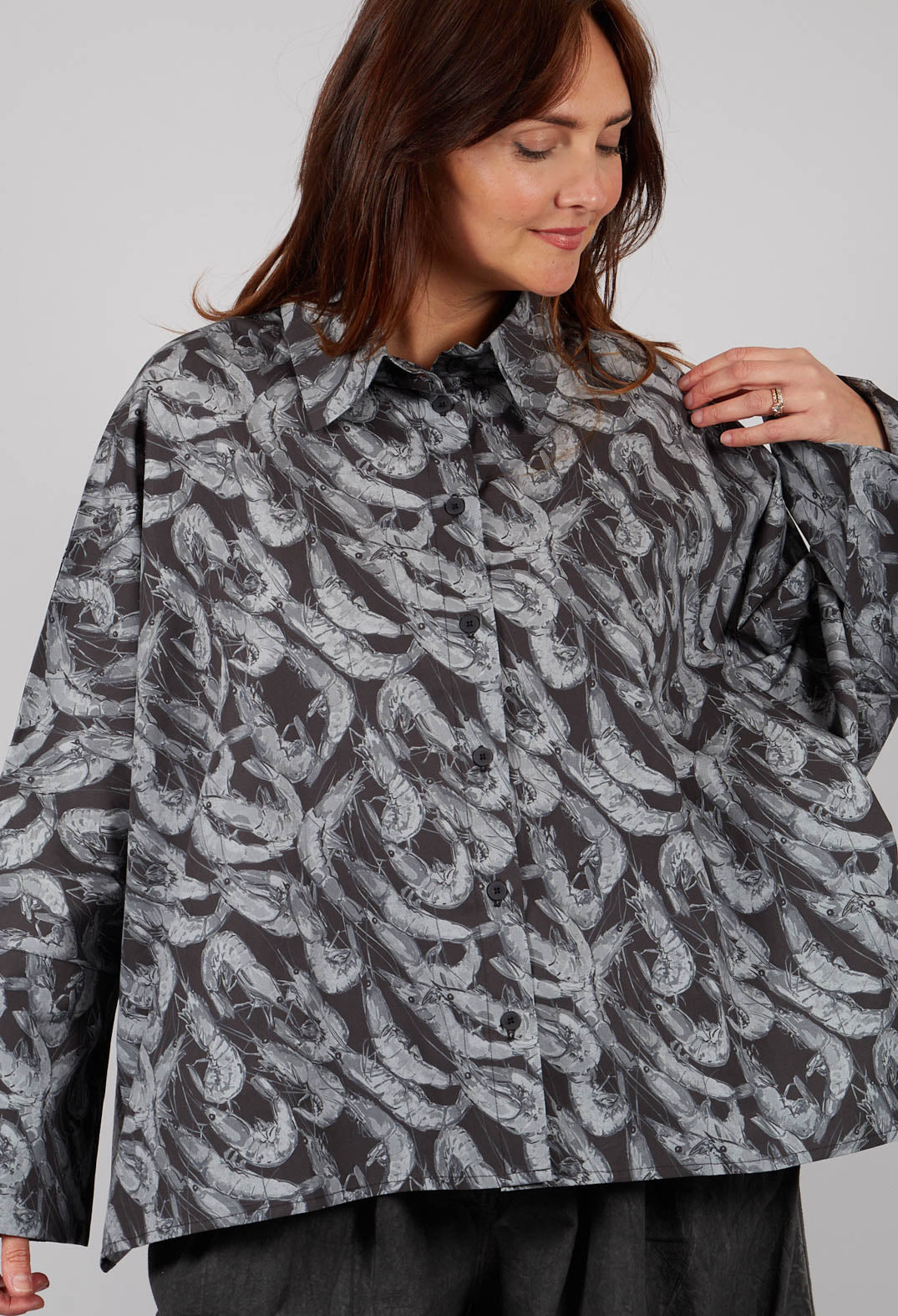 Symi Shirt in Gray Prawns
