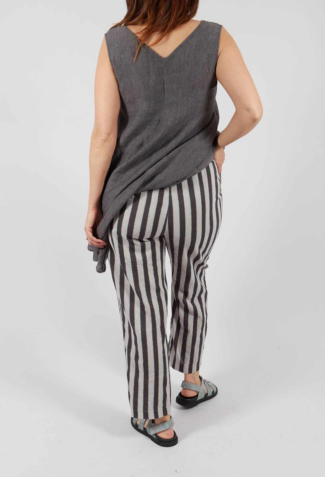 Stripe Trousers in Light Grey