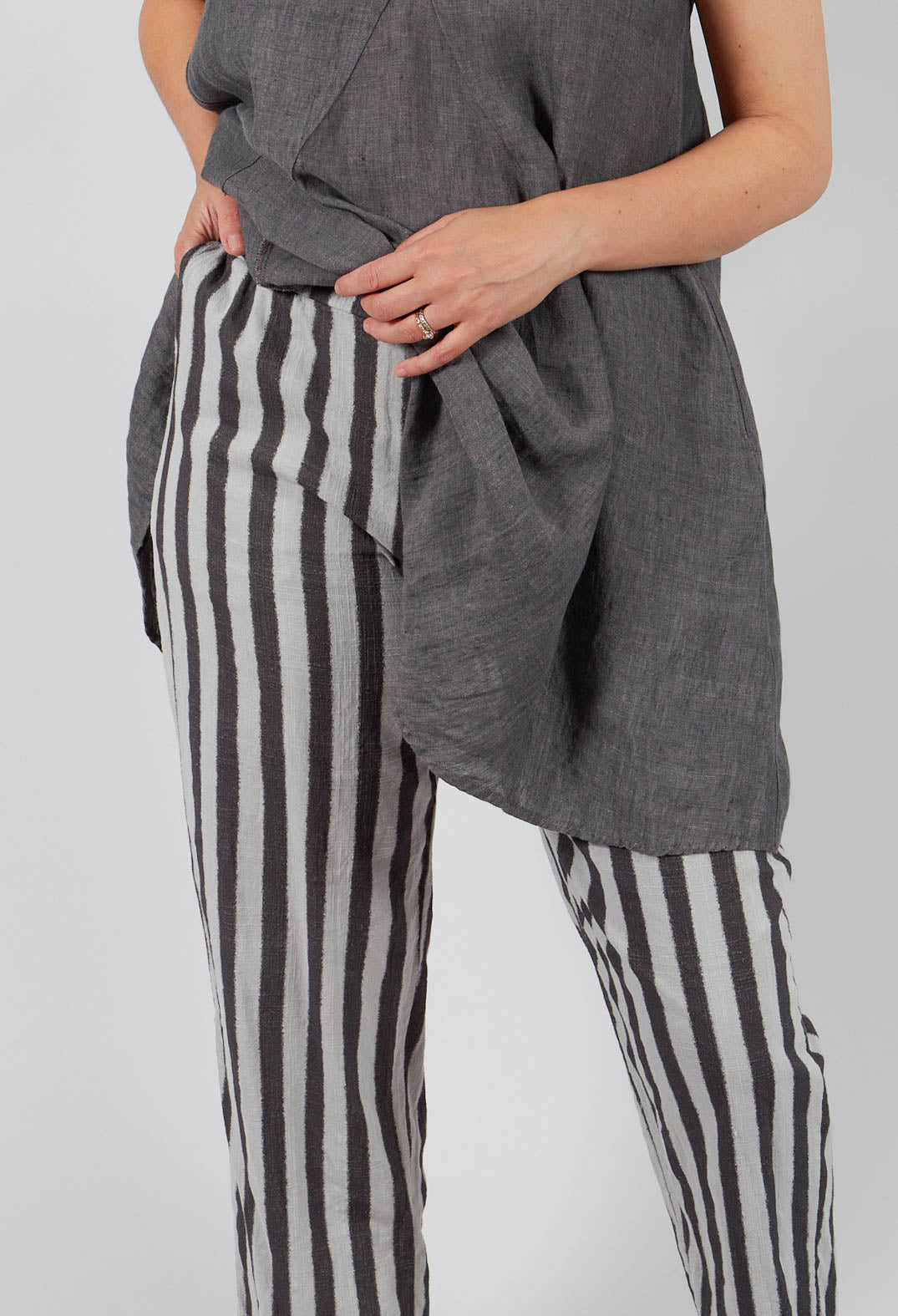 Stripe Trousers in Light Grey
