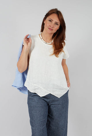 Linen Short Sleeve Top in Off White