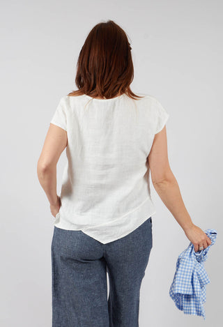 Linen Short Sleeve Top in Off White
