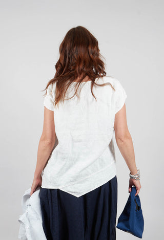 Linen Short Sleeve Top in Off White