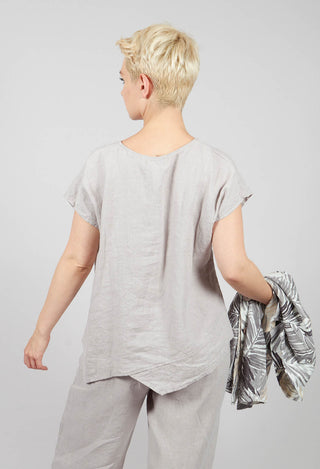 Linen Short Sleeve Top in Light Grey