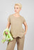Linen Short Sleeve Top in Putty
