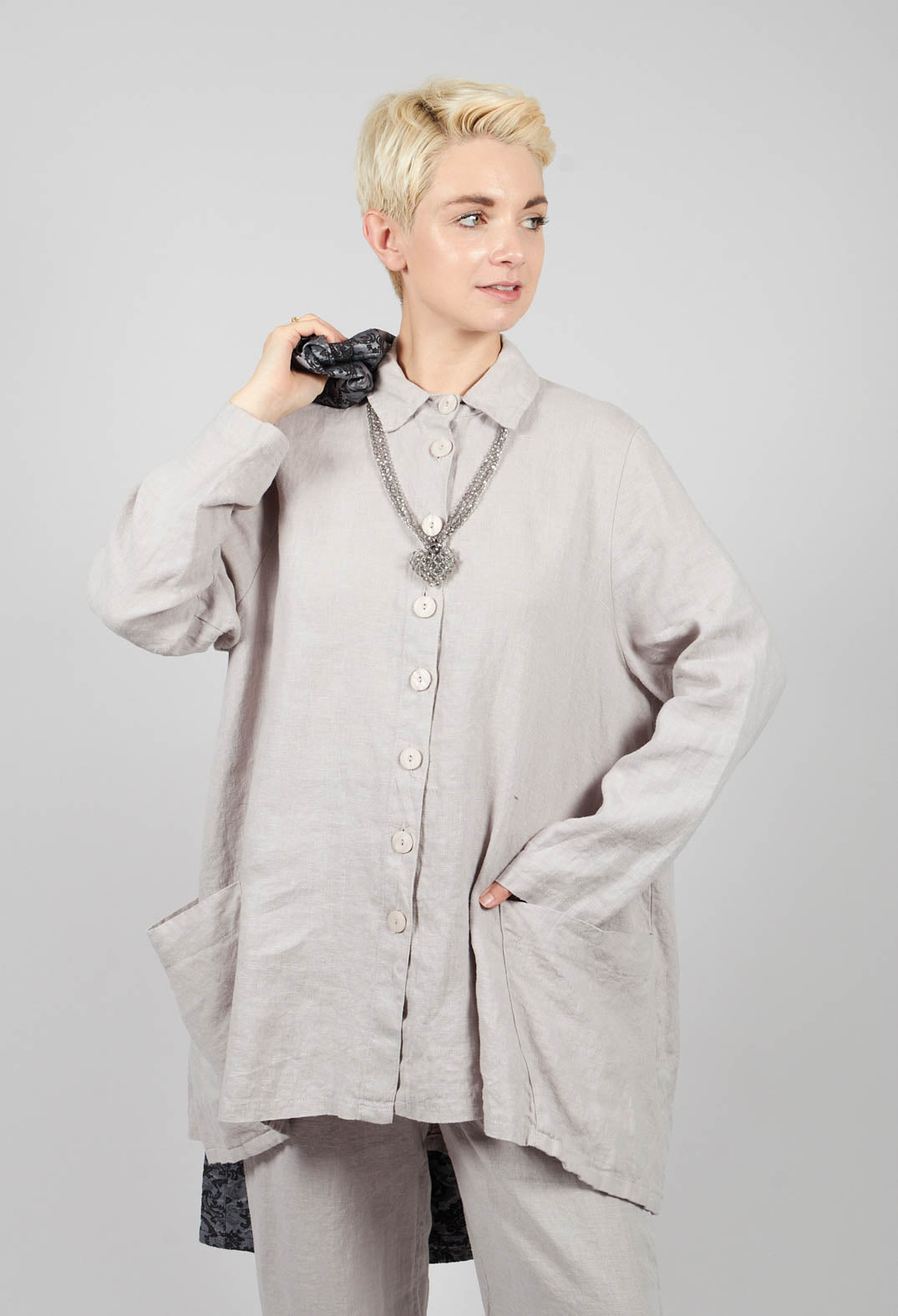 Linen Shirt in Light Grey