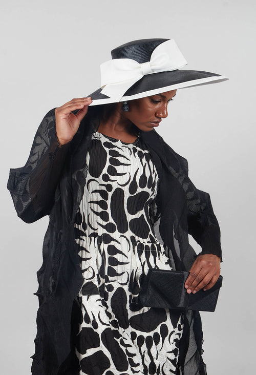 Bow Hat in Black and Ivory