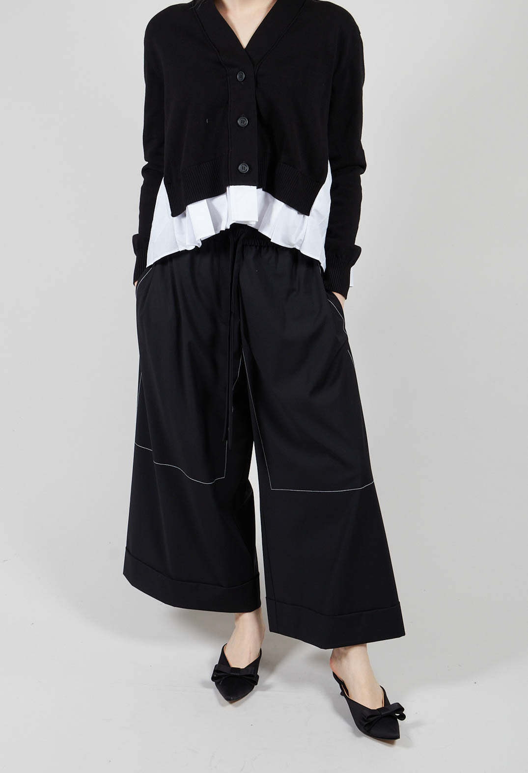 Tie Waist Pants in Nero and Off White