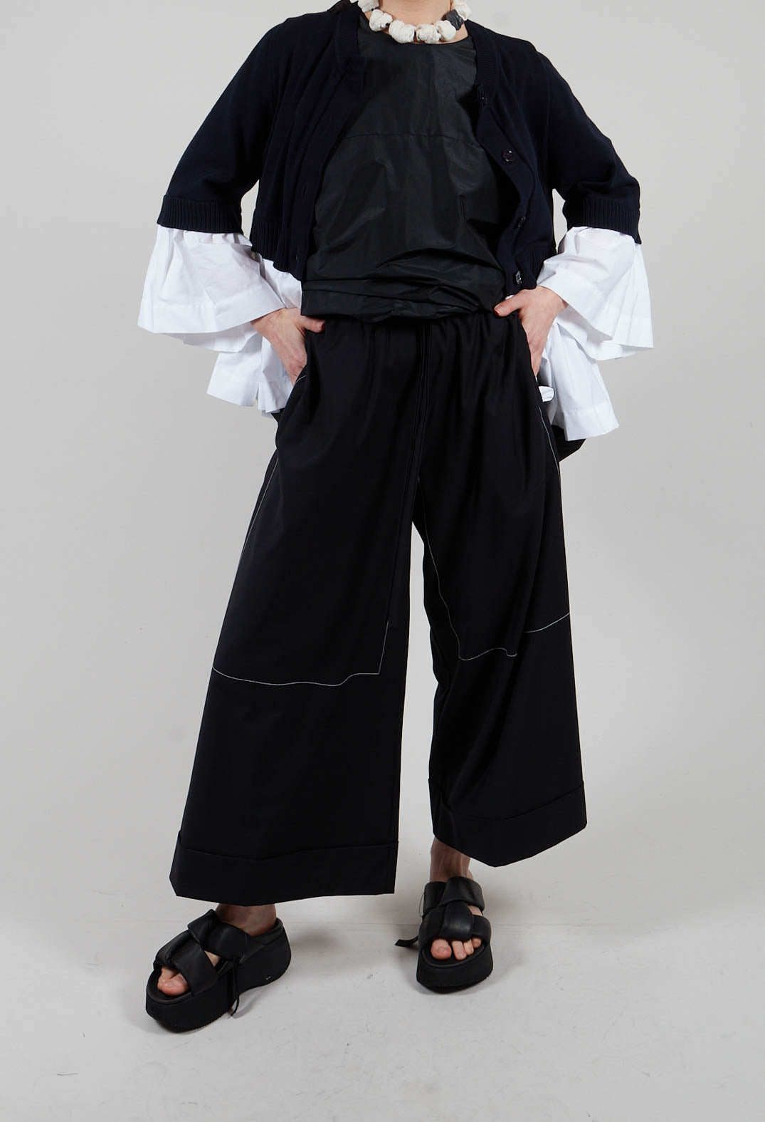 Tie Waist Pants in Nero and Off White