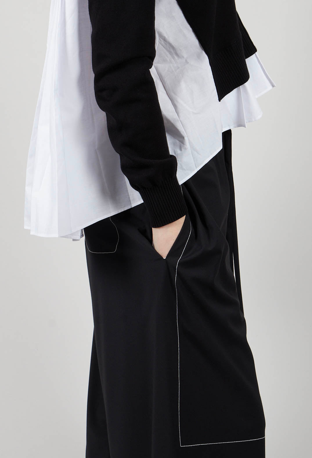 Tie Waist Pants in Nero and Off White