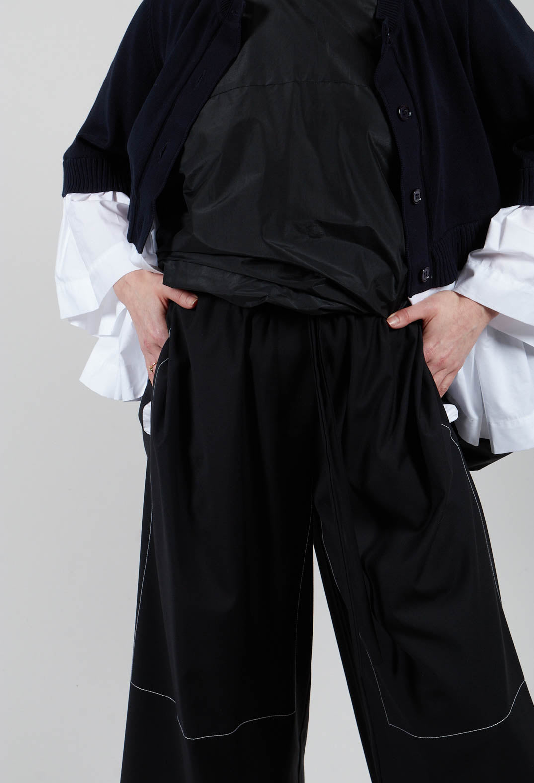 Tie Waist Pants in Nero and Off White
