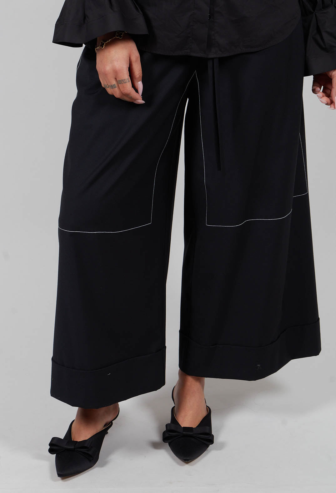 Tie Waist Pants in Nero and Off White