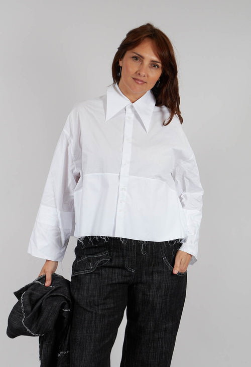 Raw Hem Shirt in Off White