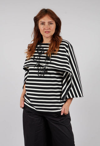 Caped Vest in Righe Latte and Nero