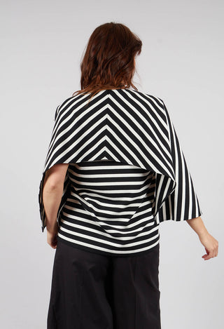Caped Vest in Righe Latte and Nero