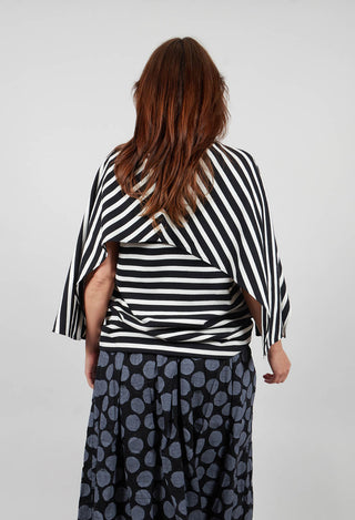 Caped Vest in Righe Latte and Nero
