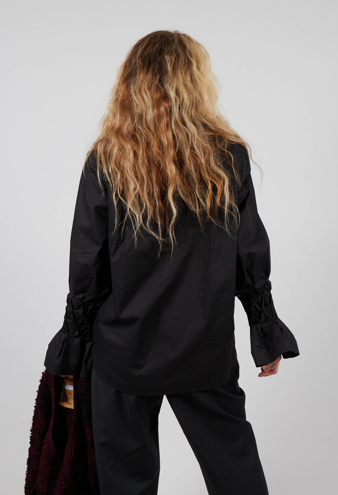 Honeycomb Cuff Shirt in Nero